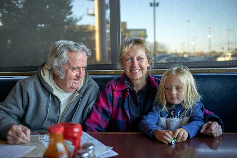 Dad, Sharon, and Henry at Calhoun’s.