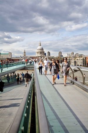 St. Pauls and the Millennium Bridge, London, UK.