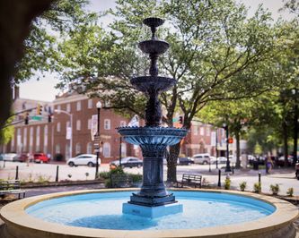 The fountain on Cherry and Second Street.