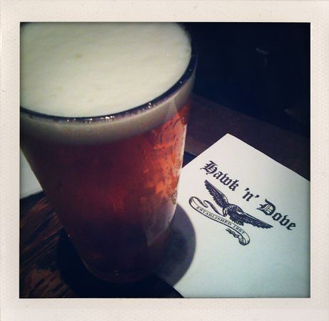 A beer at the Hawk & Dove.